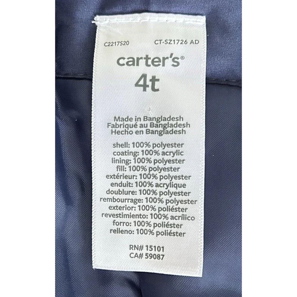NWOT Carters Snowsuits Snow Bib Pants Navy Blue Toddler Boy Girl Size 4T